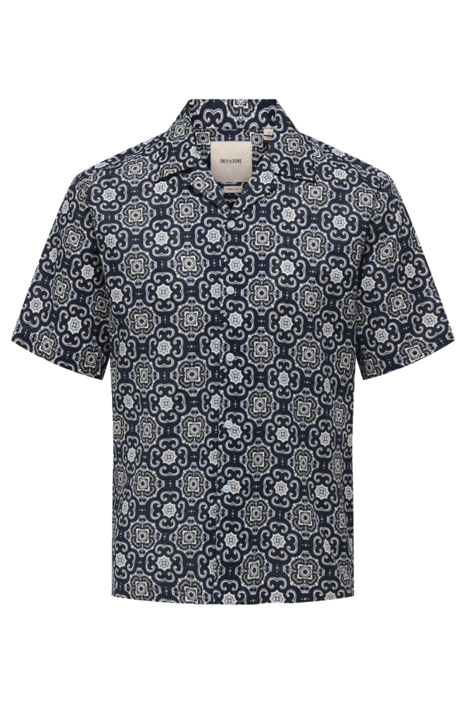 ONSCAIDEN REG FIT AOP SHIRT 22032833 CERULEAN/LISBON CLOUD DANCER